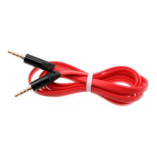 Cable auxiliar Jack 3.5mm plano rojo 0.91 m miniatura 1