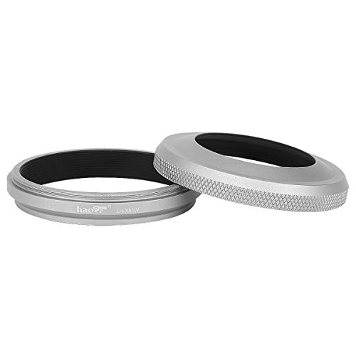 Haoge LH-X51W Lens Hood Metálico Ultra delgado 2 en 1 con anillo adaptador para Fuji X100VI Fujifilm FinePix X100V Cámara Plata