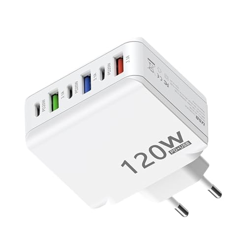 Adaptador de pared USB C, cargadores de pared para teléfonos móviles - Adaptador de enchufe de pared de 120 W | Adaptador de enchufe de pared Multiport, Hub de cargador de pared de carga rápida con 3