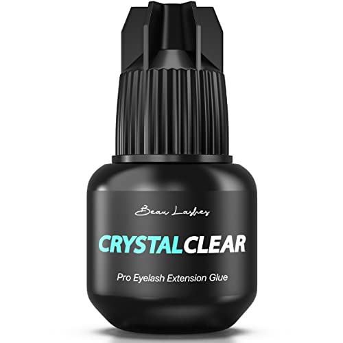 Crystal Clear Professional Eyelash Extension Glue | Super Strong Clear Lash Adhesive For Long Lasting Semi Permanent Individual Lash Eyelash Extensions | 1-2S Fast Drying / 7 Weeks Retention #TOP6