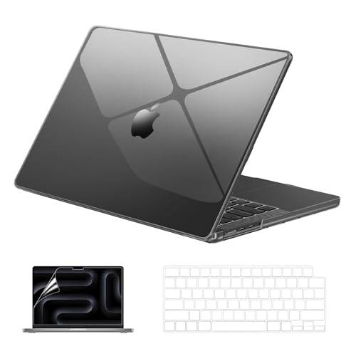 Image of EooCoo Case Compatible with MacBook Pro 14 inch M5 2026-2021 M4 M3 M2 M1 Pro /Max Chip, Hard Shell Cases with Keyboard Cover, Screen Protector - Crystal Black