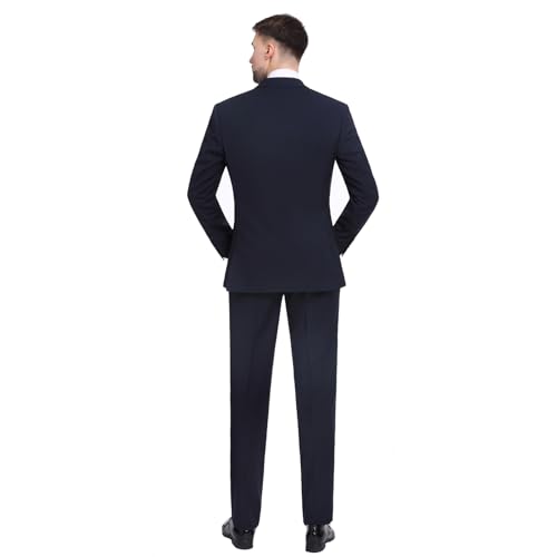 P&L Men's 2 Piece Suit Slim Fit Elegant 2-Button Blazer & Pants Set for Business Wedding Prom Navy by P&L - Used condition - Image 2