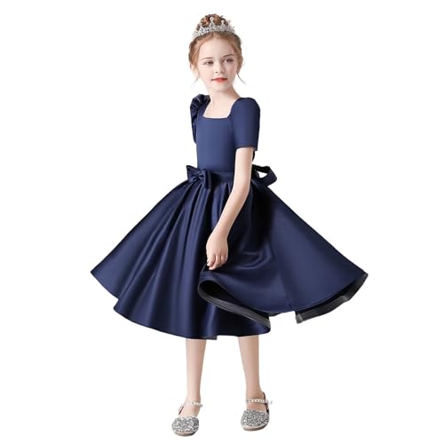 dideyttawl Short Flower Girl Dresses Satin Princess Junior Bridesmaid Dress for Wedding Knee Length Ball Gown 6504