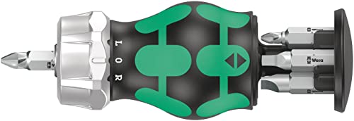 Wera 05008886001 Kraftform Kompakt Stubby Magazin Ra 4, Giravite A Cricchetto Stubby Con Caricatore Di Bit, 6 Pezzi
