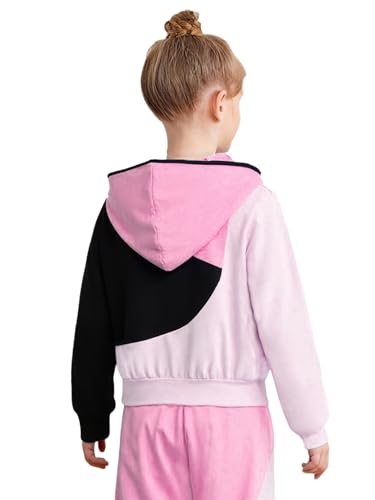 Jugaoge Kids Girls Relaxed Fit Long Sleeve Hoodie Sweatshirt Color Block Patchwork Casual Pullover Tops2