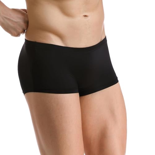Men's Ice Silk Boxer Briefs Low Rise Bulge Enhancing Short Underwear Ultra-Thin Satin Transparent Boxer Shorts4