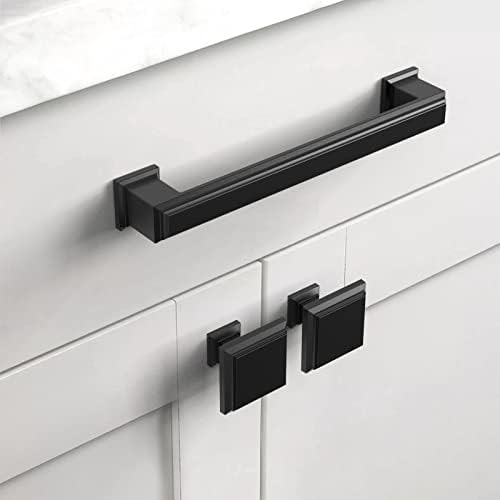 Asidrama 10 Pack Matte Black Kitchen Cabinet Knobs Square Dresser Knobs Drawer Knobs Cabinet Hardware Zinc Knobs for Dresser Drawers - 1