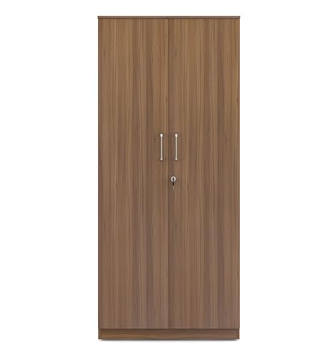 Image of Axel 2 Door Wardrobe | Engineered Wood | Exotic Teak Finish | Matte | Knock Down | Bedroom Storage with 3 Shelves | Water & Scratch Resistant | 3-Year Warranty