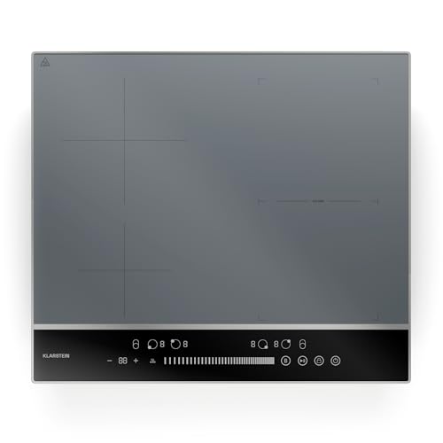 Klarstein DualTone Hybrid Plaque de Cuisson à Induction - 4 Zones, 7200 W, Flex Zone, Commande par Curseur, Fonction Booster & Minuterie, Cadre Aluminium,...