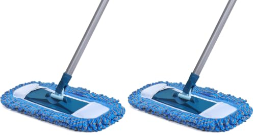 Image of TrueYee Dust Mop for Hardwood Floors with 57 inch Long Handle Wet & Dry Mops for Catching Pet Hair and Dust Bunny Microfiber Dust Mops for Vinyl, Wood, Tile, Laminate Flooring (Pack of 2)