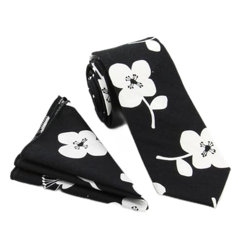 Corbata estrecha casual de hombre con estampado floral miniatura 1