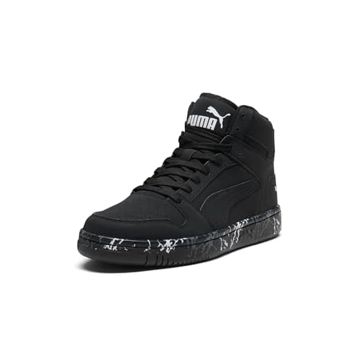 PUMA Mens Rebound Layup Sneaker, Mens black- Mens white, 10.5