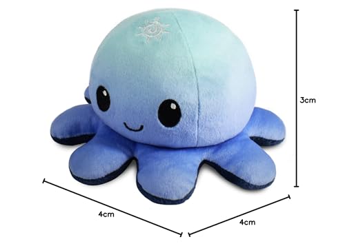 Image of TeeTurtle Reversible Octopus Plushie 4-Inch Day + Night Two-Sided Flip Plush Toy with Embroidered Details - Cute Mini Collectible Plush for Kids, Teens, and Adults
