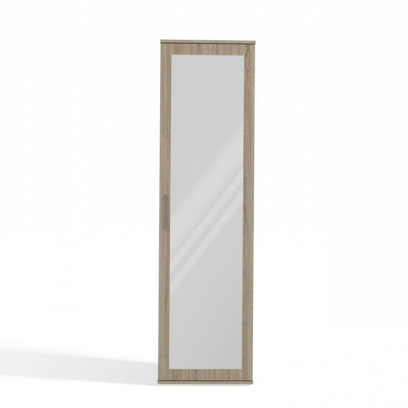 CDF Armoire d'Entrée avec Miroir Chêne Sonoma – Tringle Vêtements Penderie 2 Étagères Porte Réversible – Meuble Couloir Dressing Rangement Vestes...
