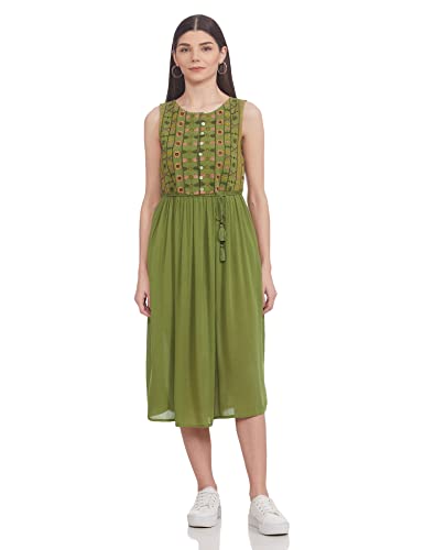 Image of Max Women Embroidered A-Line Below The Knee Dress