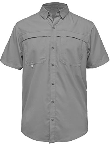 Men's Button Down UPF 50+ Light Protection Short Sleeve Shirt - Outdoor, Fishing, Casual
