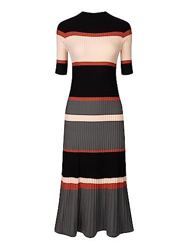 Hobemty Women's Knit Striped Dresses Short Sleeve...