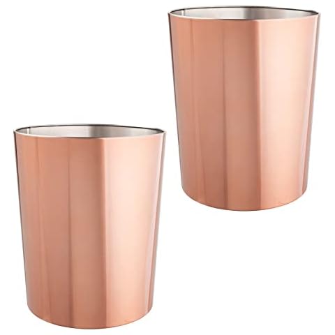 mDesign Cubos de Basura Redondos Metálicos Cover