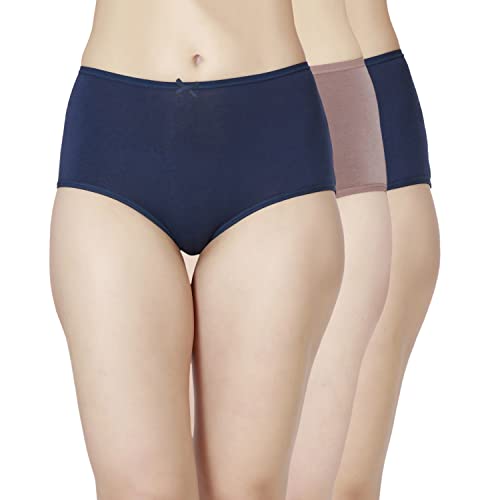 Image of NYKD NYP036 High Rise Stretch Cotton Full Coverage Full Brief with Ultrasoft Exposed Waistband-Pack of 3