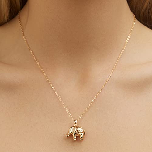 Barzel 18K Gold Plated Filigree Elephant Earrings and Necklace Jewelry Set4