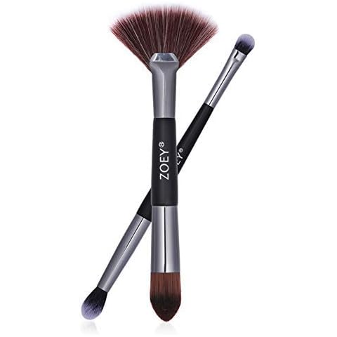 2 Pcs Makeup Brush Double Sided Professional Double Ended Makeup Brushes Good Makeup Brushes Kit Premium Foundation Brush,Eye Shadow Brush,Eye Makeup Brush Cruelty Free(Black) Cover