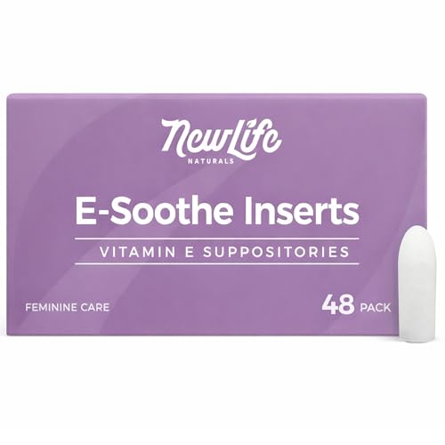 NewLife Naturals Vitamin E Suppositories for Women 38IU ESoothe - All Natural Moisturizer Support - Feminine Care Hydration and Moisture Support, Postpartum Hormonal Changes & More - 48 Inserts, USA