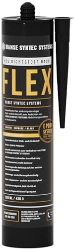 HSS Dichtstoff Dach FLEX Universalabdichtung EPDM Folienkleber Versiegelung im Dach- & Fassadenbereich Hybrid Polymer Technologie schwarze Dichtmasse fürs Dach & Außenbereich 290ml Kartusche