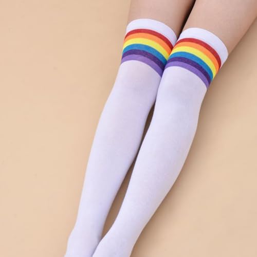 Image of DRESHOW Extra Long High Thigh Socks Striped Over Knee Thin Tights Long Stocking