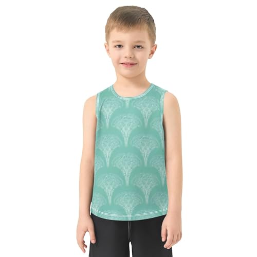 JUNZAN Leaves Tank Top for Children Sleeveless Summer Vest Tee Active Shirts for Outdoor Beach Fitness Work Out 3T2