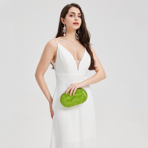 Image of Acrylic Evening Clutch Bag for Women Shell Shape Shoulder Crossbody Bag Glitter Marble Purse Handbag