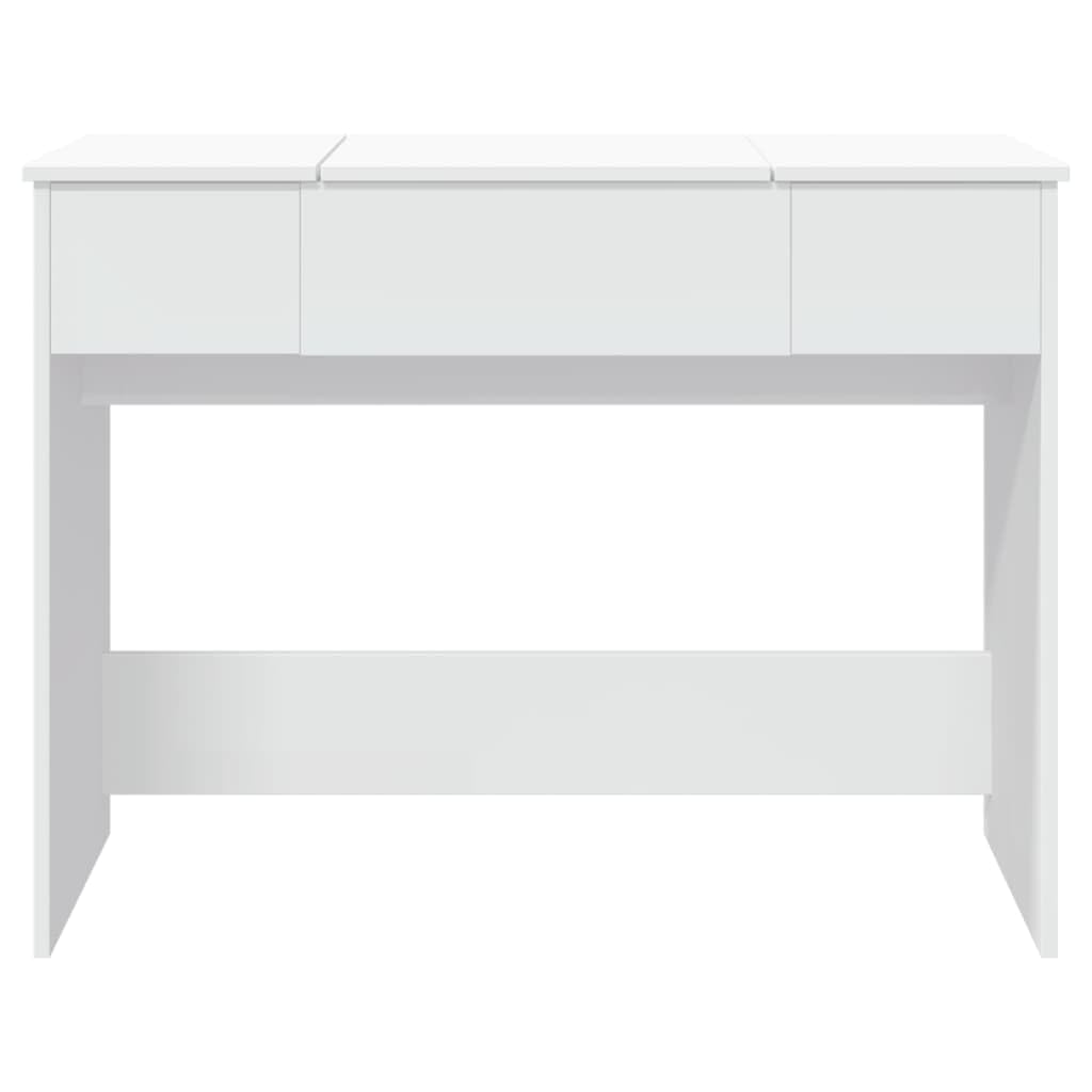 Tocador con espejo blanco de madera, cristal, 100 x 45 x 76 cm, espacio de maquillaje con cajón, espacio de almacenamiento para dormitorio, baño, niña, habitación juvenil