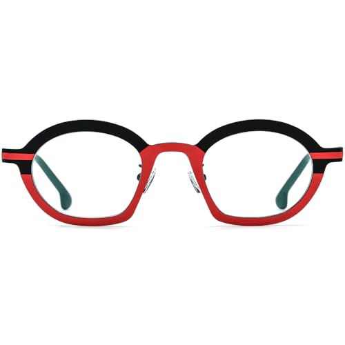 Image of FONEX Colorful Pure Titanium Glasses Frame Women Retro Round Eyeglasses