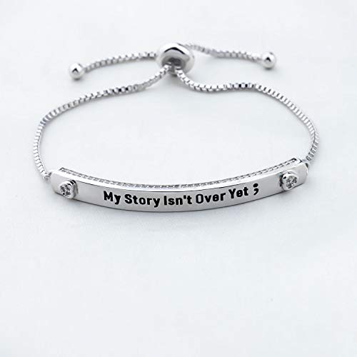 CENWA My Story Isn't Over Yet Semicolon Bracelet Warrior Fighter Semicolon Jewelry Suicide Awareness Gift Self Harm Awareness Suicide Survivor Gift Semi Colon Mental Health3