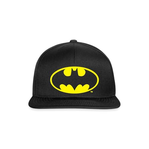 Spreadshirt DC Comics Batman Logo Gold Snapback Cap, One Size, Black/Black