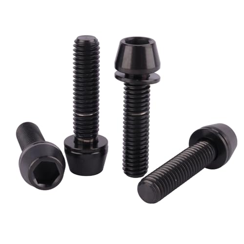 Image of 4Pcs Titanium Bolt M6 x 25mm Allen Hex Bolts with Washers Screw for Bicycle V Brake Hub Fixed (Black)