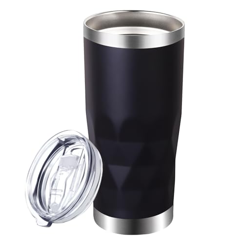 ステンレス タンブラー 溢れない 真空断熱 保冷 保温 ふた付き 車用タンブラー コーヒーカップ 水筒二重構造 直飲み 大容量 おしゃれ父の日 誕生日プレゼント 男性 ギフト 600ml (ブラック)
