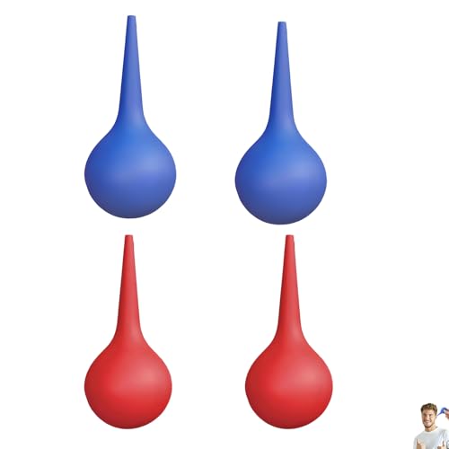 4 PCS Rubber Ear Wax Removal Tool, 30ml Cleaning Tool, Red and Blue Bulb Ear Cleaning Kit, Safe Gentle and Easy to Use for Nasal Care and Daily