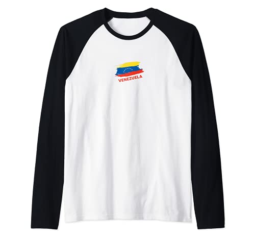 Flag Venezuela Raglan Baseball Tee, Black