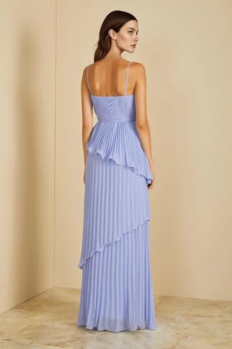 Tiered Ruffles Junior Chiffon Bridesmaid Dresses Long Pleat Spaghetti Straps Formal Evening Prom Gown HO0652