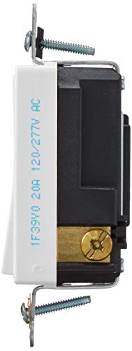 Leviton 5621-2W 20 Amp, 120/277 Volt Decora Plus Rocker Single-Pole Ac Quiet Switch, White #TOP4