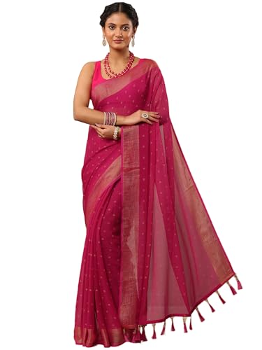 Image of Libas Printed Chiffon Saree for Women With Unstitched Blouse Piece | Traditional Saree for Festive & Wedding