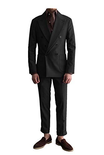 GATMSTZ Men Formal Regular Fit 2 Piece Suit Double Breasted Business Prom Tuxedo