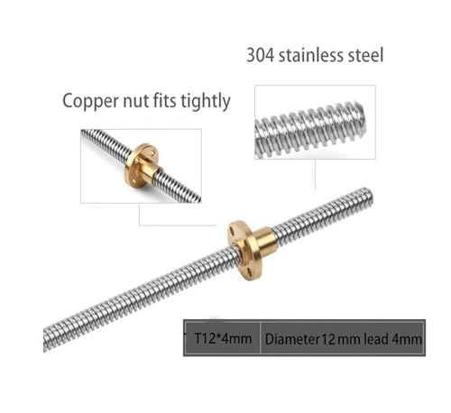 Tornillo T12 de cobre 100 mm husillo roscado para ejes de transmisión en mini CNC 2