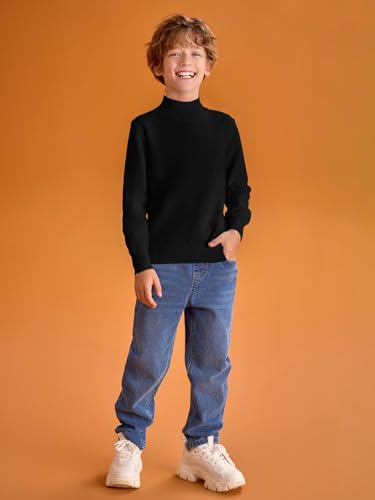 Haloumoning Boys Turtleneck Sweater Kids Fashion Long Sleeve Knit Pullover Sweaters 5-14 Years2