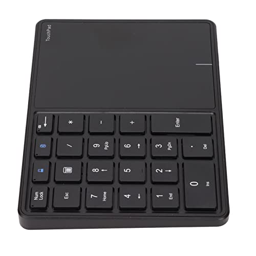 GOTOTOP Wireless Keyboard with Touchpad USB Number Pad with Touchpad 22 Keys BT4.2 2.4G Type C Charging 500mAh Battery Suitable for Win, iOS, Android, OS X (Black)