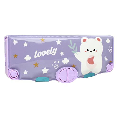 Image of Minache Multifunction Pencil Case Pencil Box with 2 Compartments Cartoon Pattern Stationery Set with Pop Out Scissors and Pencil Sharpener, 7483+Style 3, bh-07483-03AD