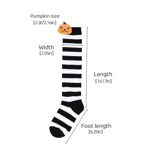 Pack of 3 Girls Striped Thigh High Socks with Cute Bee Little Kids Over Knee Stockings For Halloween 7-12 Years2
