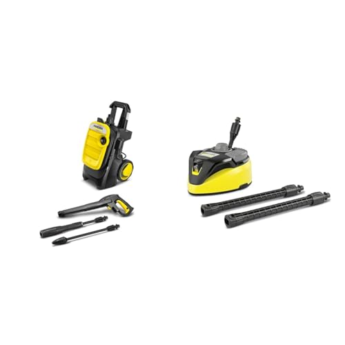 Kärcher Hochdruckreiniger K 5 Compact, Druck & Flächenreiniger T-Racer T 7 Plus (Spritzwasserschutz, für große Flächen, Zwei Flachstrahldüsen, Handgriff für senkrechtes Arbeiten, Powerdüse, Spüldüse)