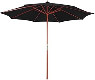 Home Garden Outdoor LivingParasol with Wooden Pole 300x258 cm Black