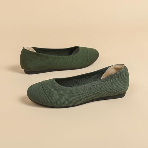 Women's Ballet Flat Shoes Casual Strap Knit Flats Round Toe Wedding Flats,J6 5